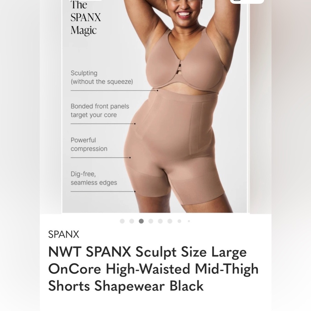 SPANX Sculpt high waisted mid thigh short BLACK size Large